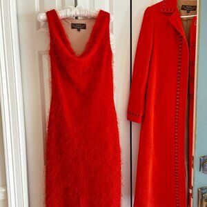 Vintage Chic Orange Eyelash Dress and Coat Ensemble by O'Halloran